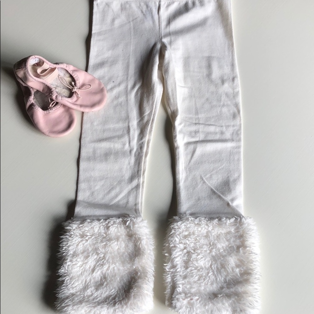 OshKosh | Cream Faux Fur Cuff Leggings | 4T